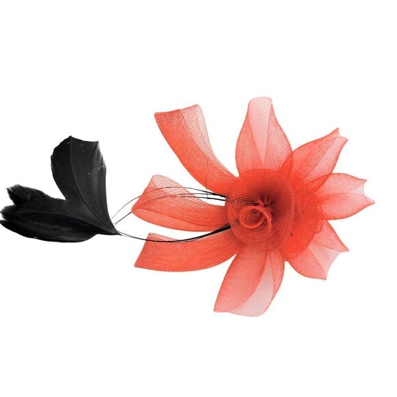 Red Floral Fascinator Hair Clip Flower Corsage Flower Floral Hair Accessory - Picture 2 of 9